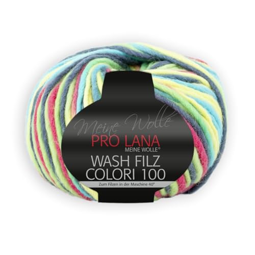 PRO LANA Wash-Filz Colori 100 - Farbe: Türkis/Koralle (703) - 100 g/ca. 100 m Wolle von Unbekannt