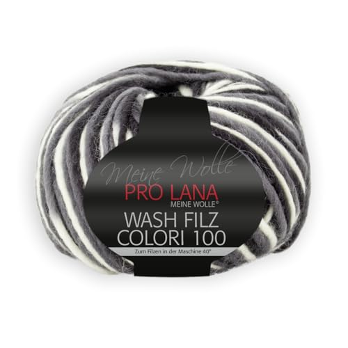 PRO LANA Wash-Filz Colori 100 - Farbe: Weiss/Schwarz (708) - 100 g/ca. 100 m Wolle von Unbekannt