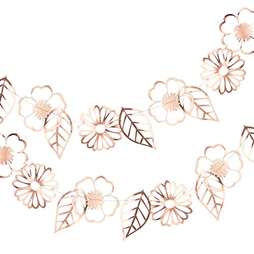 Party-Girlande "Ditsy Flower" mit Blumen-Motiv in rosé-gold / kupfer & rosa pink / Girlanden & Banner, Hochzeits-Deko, Geburtstags-Dekoration, Raum-Dekoration von Unbekannt
