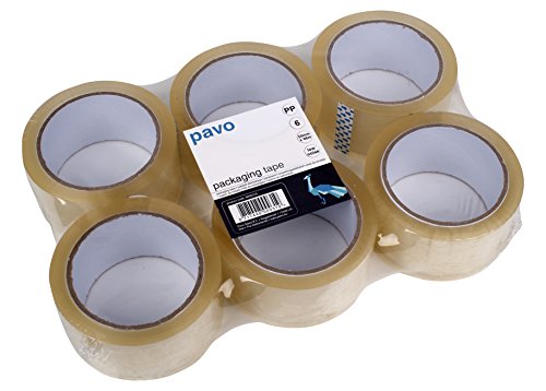 Pavo - 6 Rollen Premium PP Pack-/Klebeband, Low Noise/Leise Abrollend, 66 m, 50 mm, transparent , 8000319 von Pavo