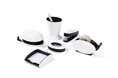 Pavo Trendy Schreibtisch-Set, 6-teilig - Hochglanz mit Stifteköcher, Klammernspender, Locher, Heftgerät, Zettelbox und Tischabrolle, weiß Pavo Trendy Schreibtisch-Set, 6-teilig - Hochglanz mit Stifteköcher, Klammernspender, Locher, Heftgerät, Zettelbox und Tischabrolle, weiß von Pavo