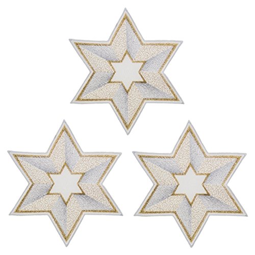 Plauener Spitze Deckchen "Stern" in verschiedenen Größen und Designs (15 cm ecru-silber-gold 3er Set) von Unbekannt