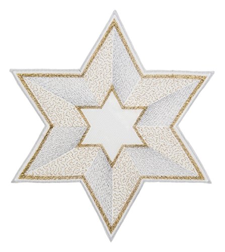 Plauener Spitze Deckchen "Stern" in verschiedenen Größen und Designs (20 cm ecru-silber-gold) von Unbekannt