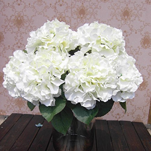 Ppower 5-Köpfe künstliche Hortensie Seide Blume Blumenstrauß Hochzeit Dekor (Weiß) von Unbekannt