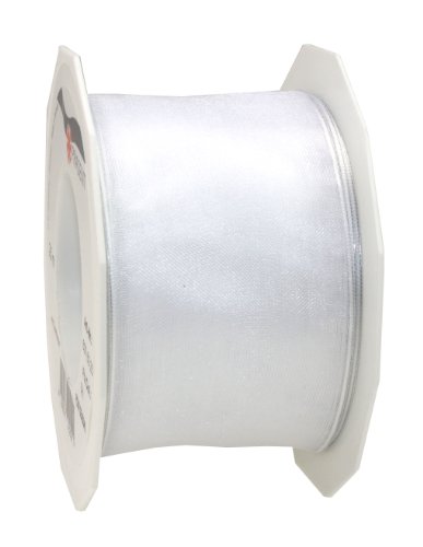 Präsent Four Seasons transparentes Band mit Drahtkante weiß, 25 m einfarbiges Stoffband, 60 mm Breite, leicht biegsames Schleifenband zum Dekorieren & Basteln, für besondere Anlässe von PRÄSENT