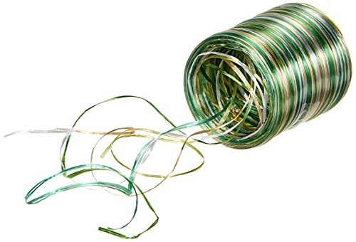 PRÄSENT RAFFIA PEARL-Multicolour Bastband hellgrün/ grün/ gold, 50 m metallic Dekoband für Präsente, zum Verzieren & Basteln, Geschenkband für feierliche Anlässe von PRÄSENT