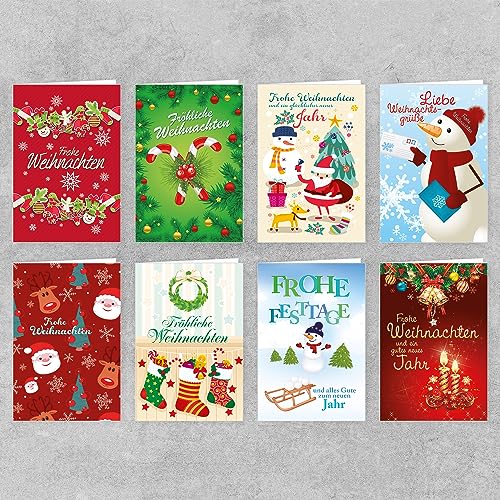 Weihnachtskarten mit Umschlag Set 50 Stück | Grußkarten für Weihnachtsgrüße, 8 verschiedene Motive | Frohe Weihnachten Klappkarte, Skorpion BasicLine 11,5x17,5cm von unbekannt