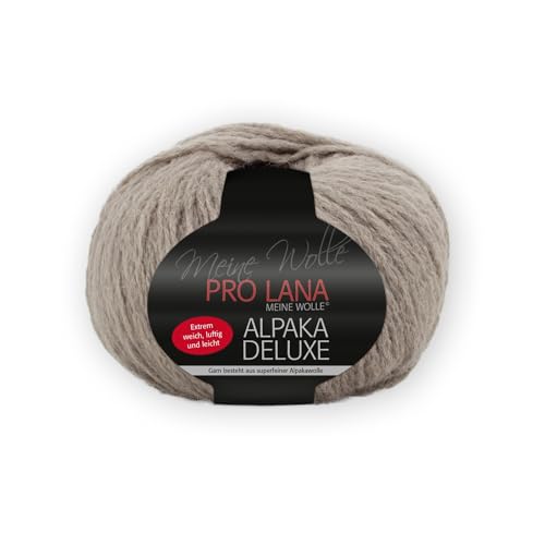 Pro Lana Alpaka Deluxe Farbe 12, Alpakawolle Stickwolle, Wolle Alpaka Nadelstärke 5 mm zum Stricken und Häkeln von Pro Lana