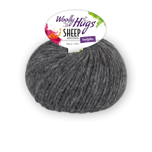 Prolana Sheep Woolly Hugs ca. 110 m 50 g, 50% Wolle/28% Baumwolle/22% Polyamid, 098 dunkelgrau, OneSize von Prolana