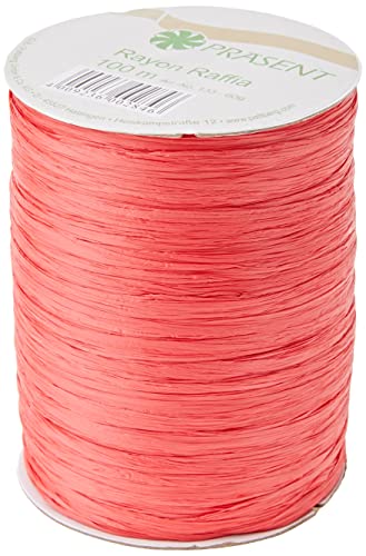 PRÄSENT Rayon Raffia Bastband rot, 100 m Dekoband zum Einpacken von Geschenken, Verzieren & Basteln festlicher Dekos, Schleifenband für besondere Anlässe von PRÄSENT