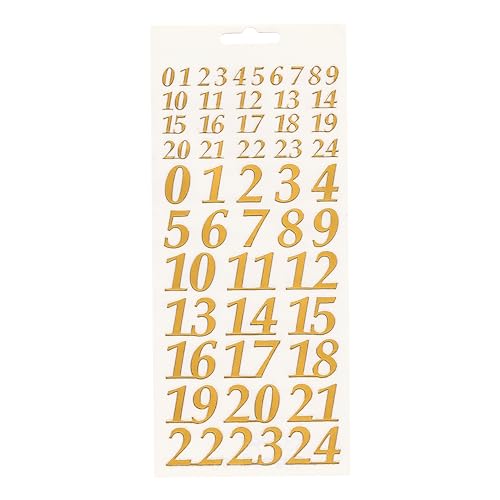 Reliefsticker Adventszahlen 1 und 2 cm selbstklebend gold oder silber Gold von Unbekannt