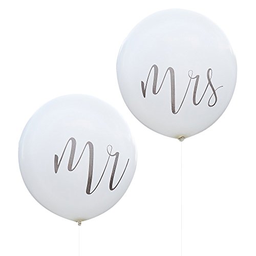 Riesen Hochzeits-Ballons/Luft-Ballons XXL Mr & Mrs in weiß - Durchmesser pro Ballon ca. 90cm - Inhalt 2 Stück - Hochzeits-Deko/Hochzeits-Zubehör/Dekoration Heirat/Luft-Ballons groß von Unbekannt