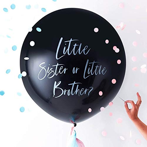 Riesen Luft-Ballon/Gender-Reveal-Balloon Little Sister or Little Brother? inklusive Konfetti-Füllung in rosa & blau / 91cm / Baby-Shower-Party/Baby-Party/Geburt Junge & Mädchen/Boy or Girl? von Unbekannt