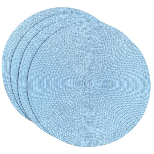 SCF2017 Platzdeckchen, 38 cm, rund, gewebtes Baumwollgarn, hitzebeständig, 4 Stück, hellblau SCF2017 Platzdeckchen, 38 cm, rund, gewebtes Baumwollgarn, hitzebeständig, 4 Stück, hellblau von SCF2017
