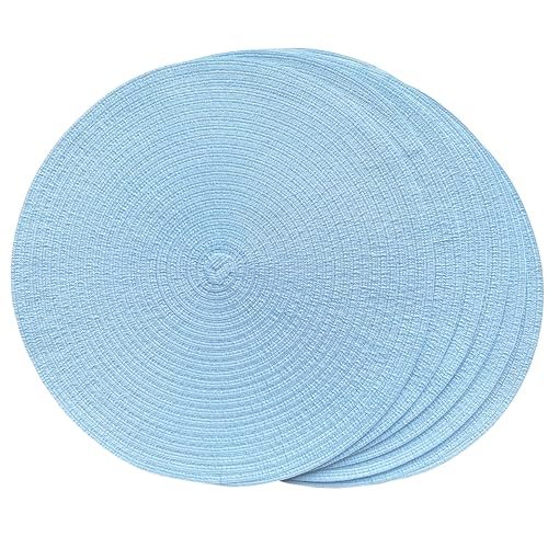SCF2017 Platzdeckchen, Tischset, Platzset, 38 cm, rund, gewebtes Baumwollgarn, hitzebeständig, 6 Stück, hellblau SCF2017 Platzdeckchen, Tischset, Platzset, 38 cm, rund, gewebtes Baumwollgarn, hitzebeständig, 6 Stück, hellblau von Unbekannt