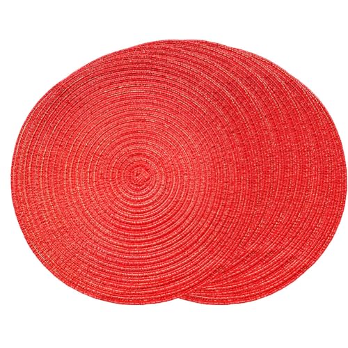 SCF2017 Platzsets aus gewebtem Baumwollgarn, rund, 38 cm, hitzebeständig, Rot, 6 Stück von Unbekannt