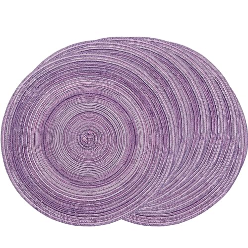 SCF2017 Platzsets aus gewebtem Baumwollgarn, rund, hitzebeständig, 38 cm, Violett, 6 Stück von Unbekannt