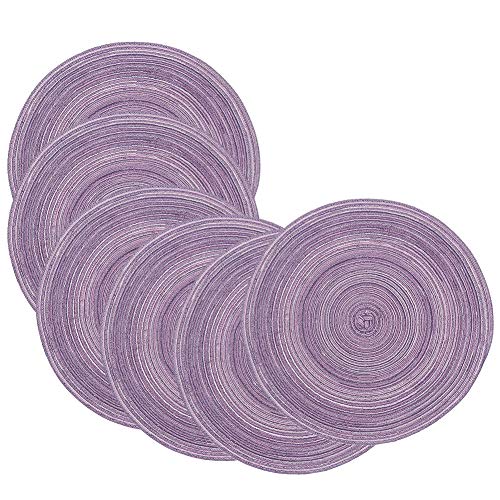 SCF2017 Platzsets aus gewebtem Baumwollgarn, rund, hitzebeständig, 38 cm, Violett, 6 Stück von Unbekannt