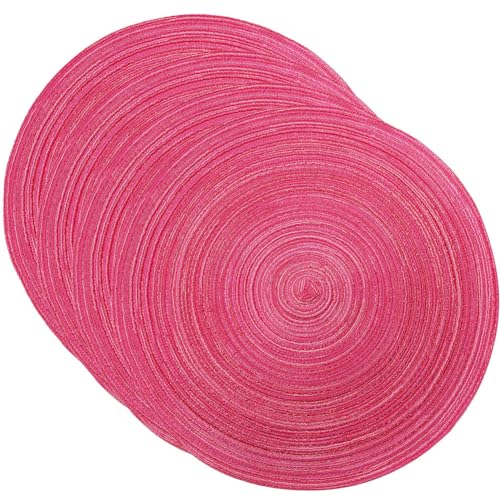 SCF2017 Tischsets, rund, gewebtes Baumwollgarn, hitzebeständig, 38 cm, Pink, 4 Stück von Unbekannt