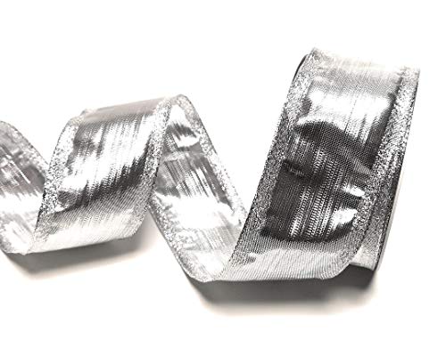 Schleifenband 25m x 60mm Silber Dekoband Silberband Tischband mit Schmuckrand Zierrand von Unbekannt