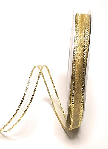 Schleifenband Organza 50m x 10mm Gold mit Goldkante Dekoband Geschenkband von Unbekannt