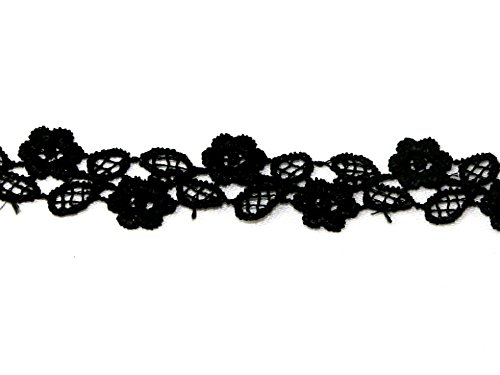 Schwarz 19 mm Breit Flower Guipure-Spitze, Meterware, von Unbekannt