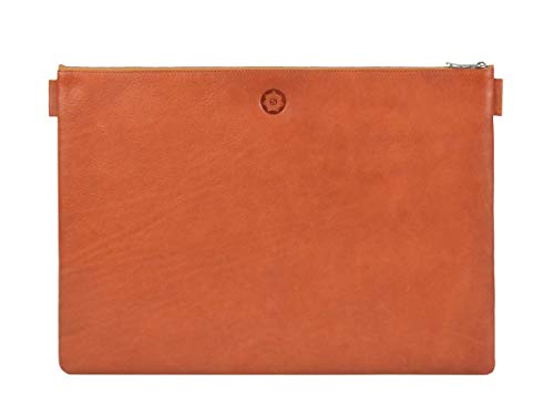 Sonnenleder Dokumentenmappe groß Banktasche A4 Leder mit Reißverschluss Ledermappe Ledertasche natur braun von Unbekannt