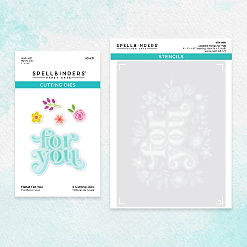 Spellbinders Floral for You Schablonen- und Stanzformen-Set, geschichtet, Grau von Spellbinders