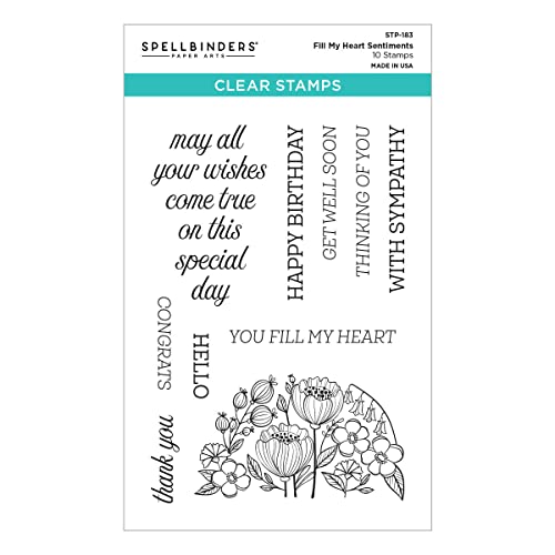 Spellbinders STP-183 Stempelset "Fill My Heart Sentiments", transparent, aus der stylischen Ovals-Kollektion von Spellbinders