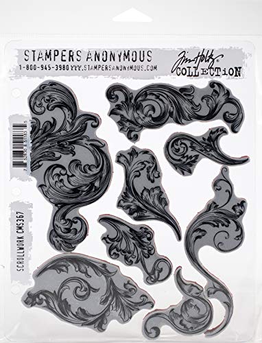 Stampers Anonymous CMS-367 Tim Holtz Haftstempel 17,8 x 21,9 cm, Gummi, Scrollwork von Stampers Anonymous