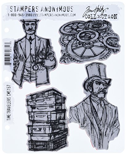 Stampers Anonymous Tim Holtz Haftende Stempelsets, künstlerische Werkzeuge, Gummistempel Time Travelers rot von Stampers Anonymous