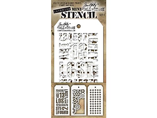 Stempel Anonymous Tim Holtz Mini Layered Schablone Set # 1 von Stampers Anonymous