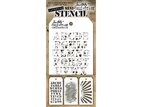 Stampers Anonymous Tim Holtz Mini Layered Stencil Set #5,Multicoloured,8.61x21x0.2 cm von Stampers Anonymous