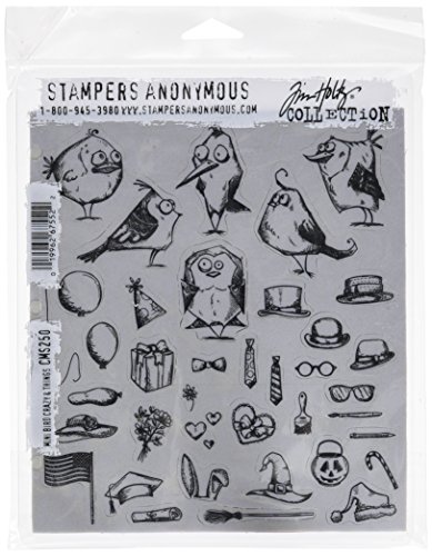 Stampers Anonymous Tim Holtz Klebestempel 7 x 8.5 Zoll Mini Verrückte Vögel und andere Dinge, Synthetic Material, Mehrfarbig, 24.5 x 19 x 0.5 cm von Stampers Anonymous