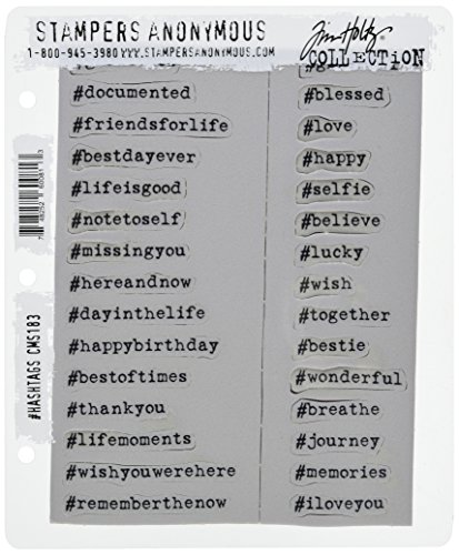 Stampers Anonymous CMS-LG-183 Tim Holtz Haftstempel-Set, 17,8 x 21,6 cm, Hashtags von Stampers Anonymous