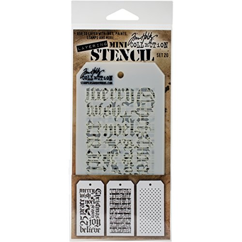 Stempel Anonymous mts020 Tim Holtz Mini Layered Schablonen-Set, Mehrfarbig, 3 Stück von Stampers Anonymous