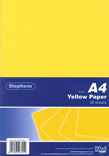 Stephens RS267058 Papier - 20 Blatt Leuchtende farben, 80 g/m2, gelb von Stephens