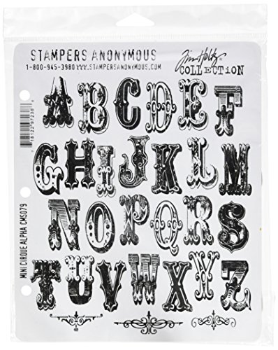 Stampers Anonymous Tim Holtz Haftstempel, 17,8 x 21,3 cm, Mini Cirque Alpha von Stampers Anonymous