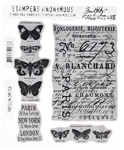 Tim Holtz Stampers Anonymous CMS106 - Colección de estampas autoadhesivas, diseño de mariposas von Stampers Anonymous