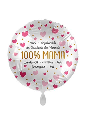 Unbekannt 1 Folienballon Muttertag Geburtstag 100% Mama rund rosa weiß ca 45 cm ungefüllt Ballongas geeignet von Unbekannt