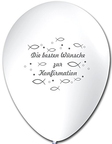 Unbekannt 10 Luftballons Alles Gute zur Konfirmation, WEIß, ca. 30 cm Durchmesser von Unbekannt