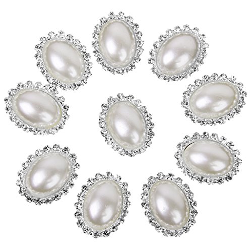 Unbekannt 10 STK Ovale kristallweiß Künstliche Perle Knöpfe Flatback Verzierung 20 x 25 mm von Unbekannt