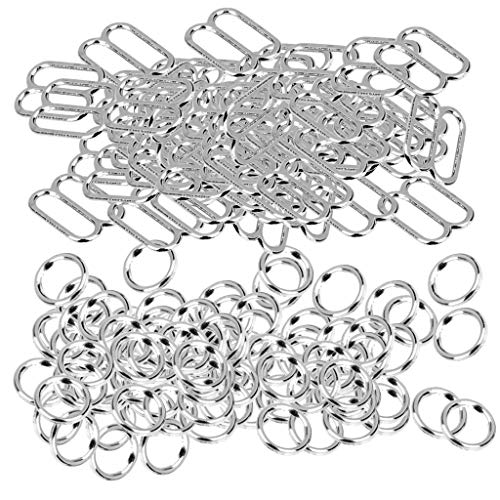 Unbekannt 200 Stück BH-Ringe und Schieber – Dessous-Gurt-Anpasser Metallhaken Ringe zum Nähen – 10 mm AOD von Unbekannt