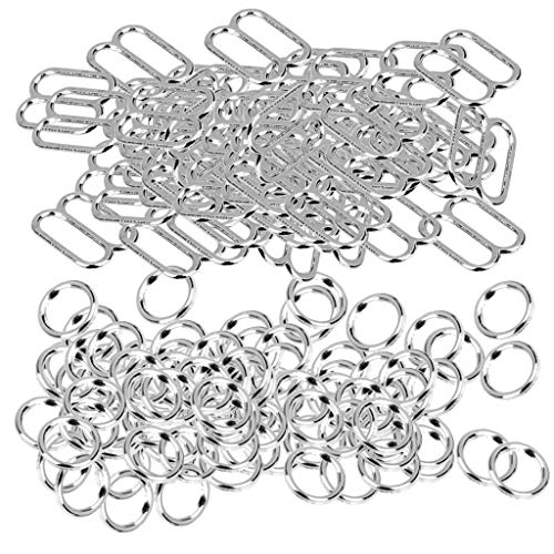 Unbekannt 200 Stück BH-Ringe und Schieber – Dessous-Gurt-Anpasser Metallhaken Ringe zum Nähen – 10 mm AOD von Unbekannt