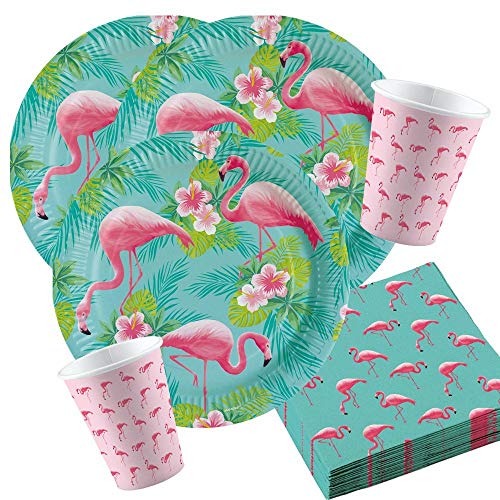 Unbekannt 36-teiliges Party-Set Flamingo Paradise - Teller Becher Servietten für 8 Personen von Unbekannt