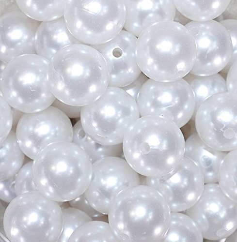 Unbekannt 50 x Kunstperle 20mm Perlen Wachsperlen Dekoperlen Bastelperlen mit Loch weiß von Unbekannt