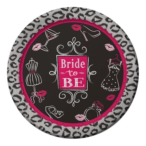 Creative Converting 8 Zählen Brautschmuck Bash stabile Style Papier Dinner Teller, 22,2 cm Pink/Schwarz von Creative Converting