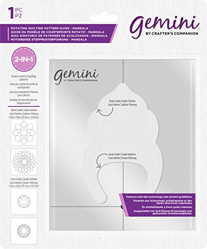 Unbekannt GEM-ROT-QPG1 Gemini – Rotating Quilting Pattern Guide – Mandala, Durchsichtig, Einheitsgröße von Crafter's Companion
