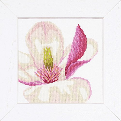 Lanarte Zählmusterpackung Magnolienblüte Kreuzstichpackung, Baumwolle, Mehrfarbig, 20 x 20 x 0.3 cm von Lanarte