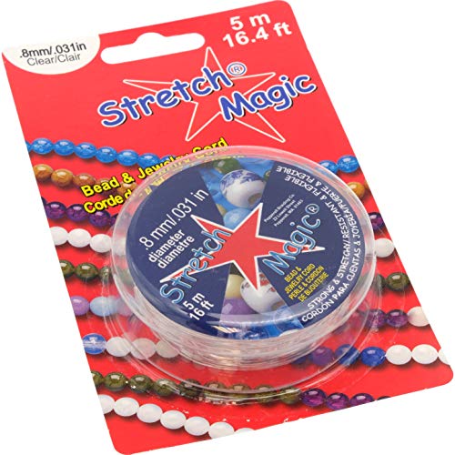 Stretch Magic Perlen- und Schmuckschnur, stark und dehnbar, leicht zu Knoten, klare Farbe, 0,8 mm Durchmesser, 5 m Spule, elastische Schnur zur Herstellung von Perlenschmuck von Stretch Magic